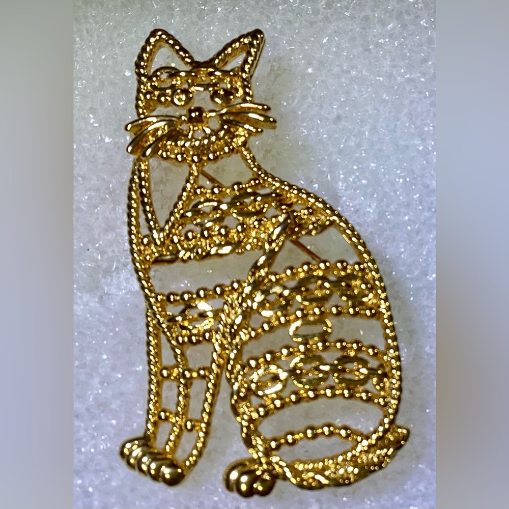 Vintage AJC Signed Cat Pin